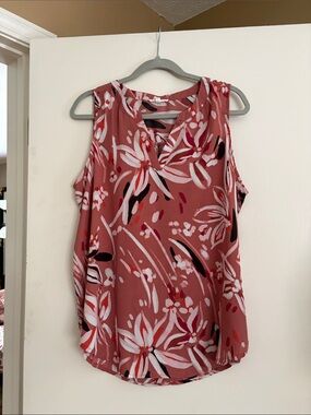 Maurices Rose Floral Sleeveless V-Neck Blouse